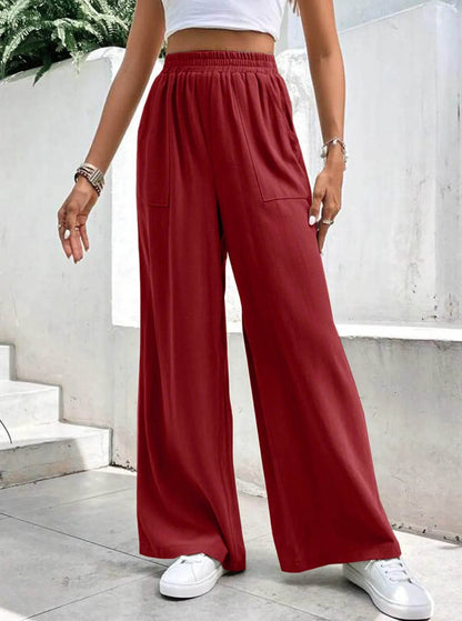 Women Middle-waisted Straight-leg Pants Loose Sports Pocket Casual Trousers - www.Shopthatapp.com