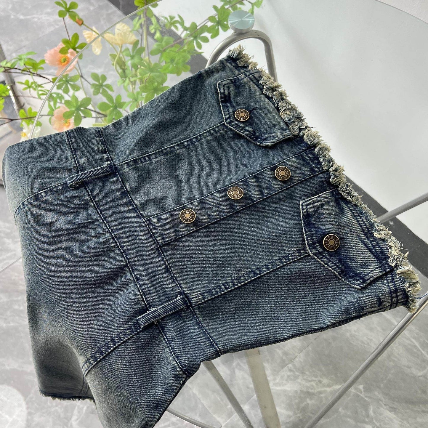 Design Waist-tight Tube Top Raw Edge Denim jeans mini club Dress - www.Shopthatapp.com