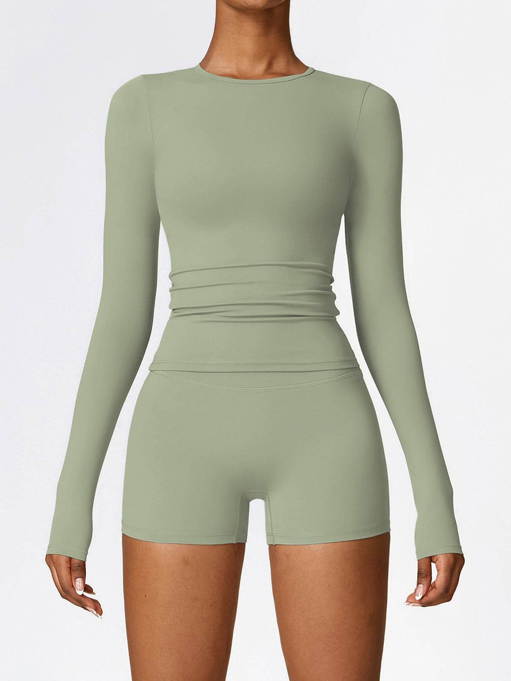 Women's Four Seasons Sports Suit, Women's Long Sleeve Round Neck Sports T-shirt And High Waist Tight Shorts Yoga Suit. - www.Shopthatapp.com