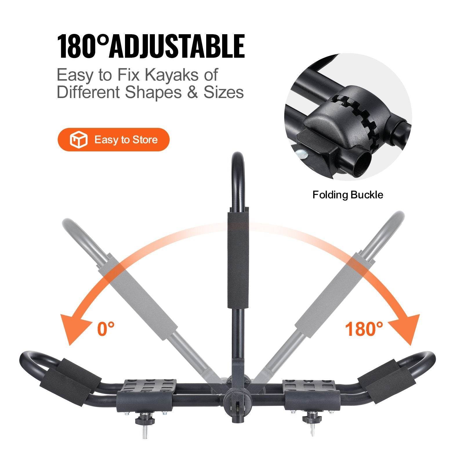 Kayak Roof Rack 1 Pair J-Bar, Soft Roof Rack, Top Mount Tie Down, Carrier For Kayak, Surf Board, Canoe, SUP, Ski Board, Mount On Car, SUV, Truck, 2 Kayaks - www.Shopthatapp.com