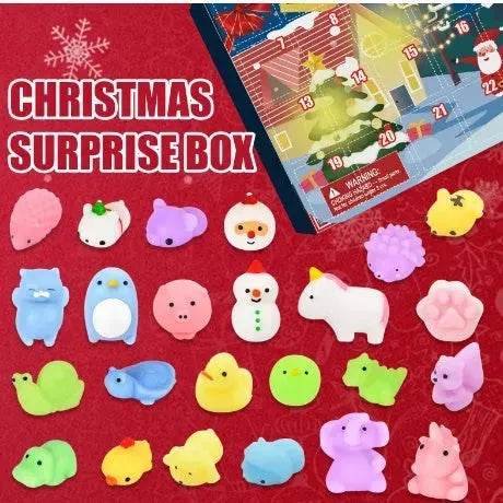 Dowmoo Christmas Pinch Joy Advent Calendar Blind Box, 24 Boxes Christmas Surprise Blind Box Rubber Animal Toys - www.Shopthatapp.com