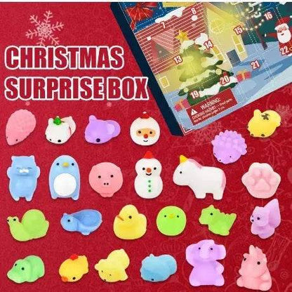 Dowmoo Christmas Pinch Joy Advent Calendar Blind Box, 24 Boxes Christmas Surprise Blind Box Rubber Animal Toys - www.Shopthatapp.com