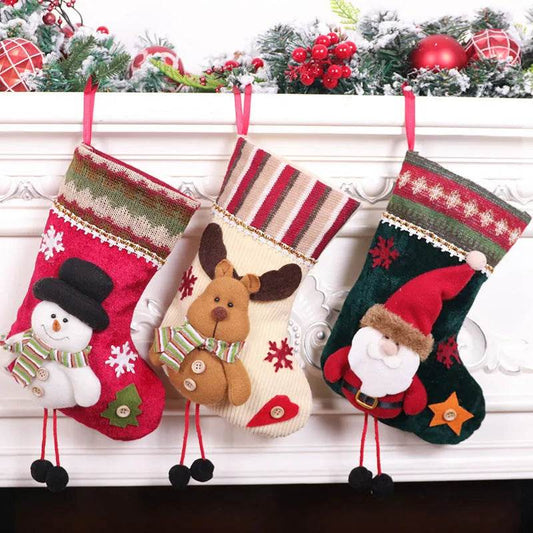 Christmas Stockings Gift Bag Flannel Small Size Hanging Decorations - www.Shopthatapp.com
