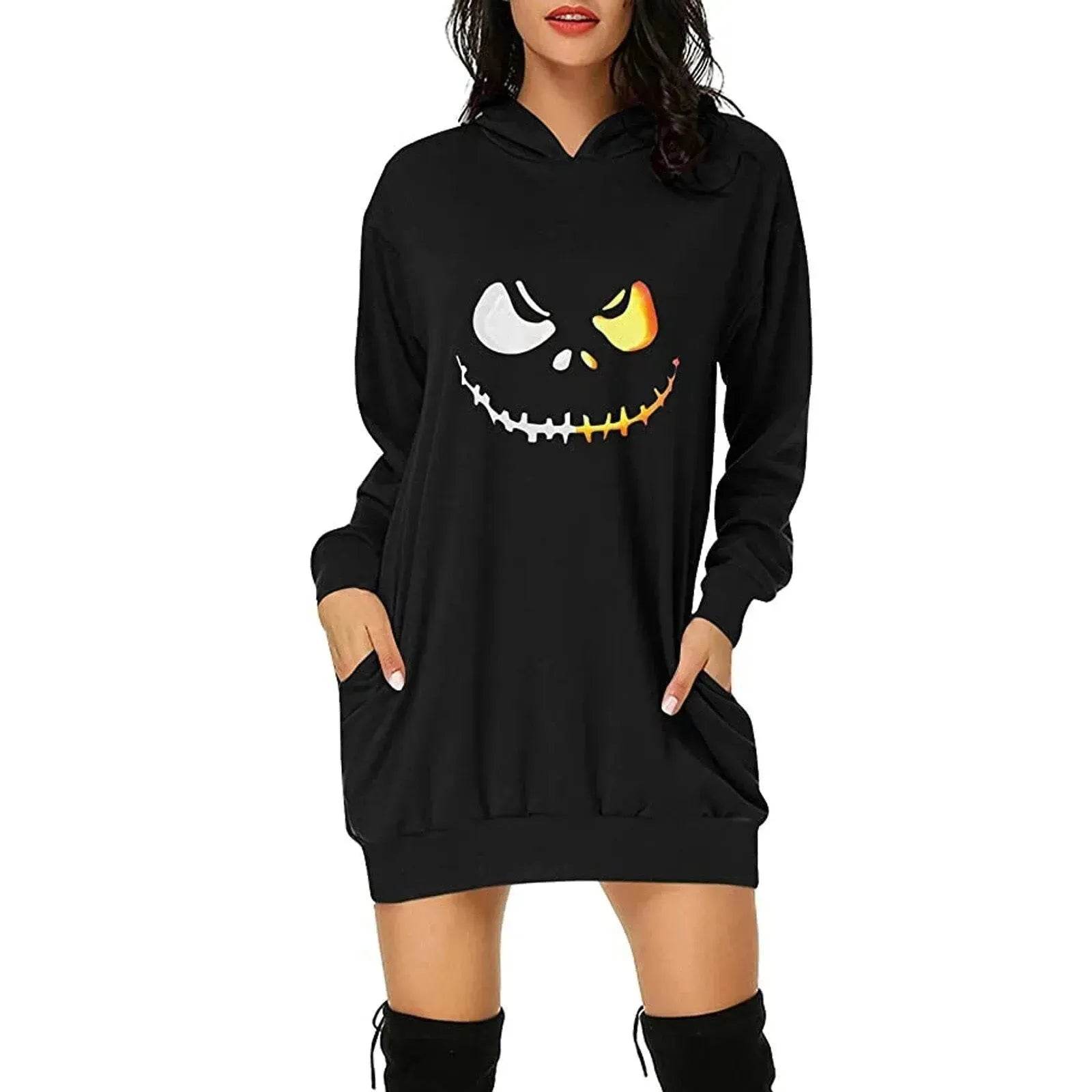 Christmas hot sale printed mid-length pocket hooded long-sleeved sweater - www.Shopthatapp.com
