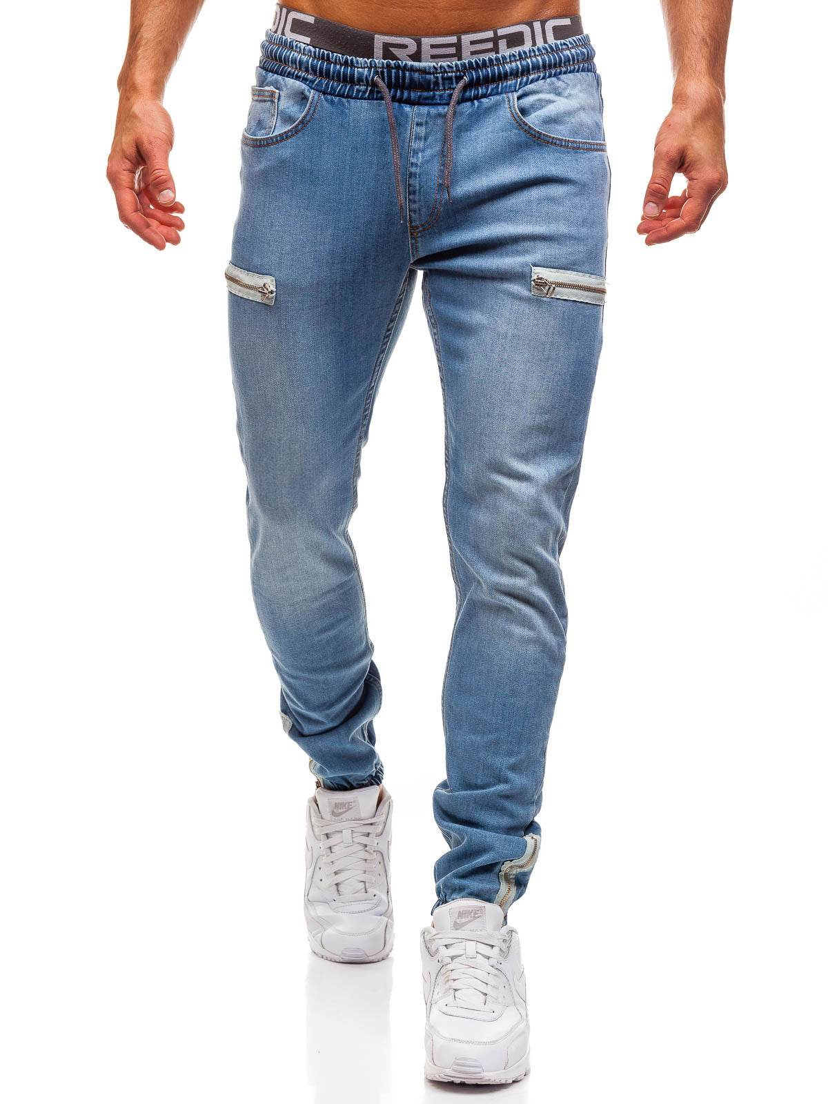 European And American Men's Denim Fabric Casual Frosted Zipper Design Jeans pant Men - www.Shopthatapp.com