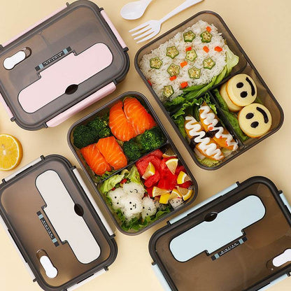 Portable Kids Bento Plastic Lunch Box with Cutleries - www.Shopthatapp.com
