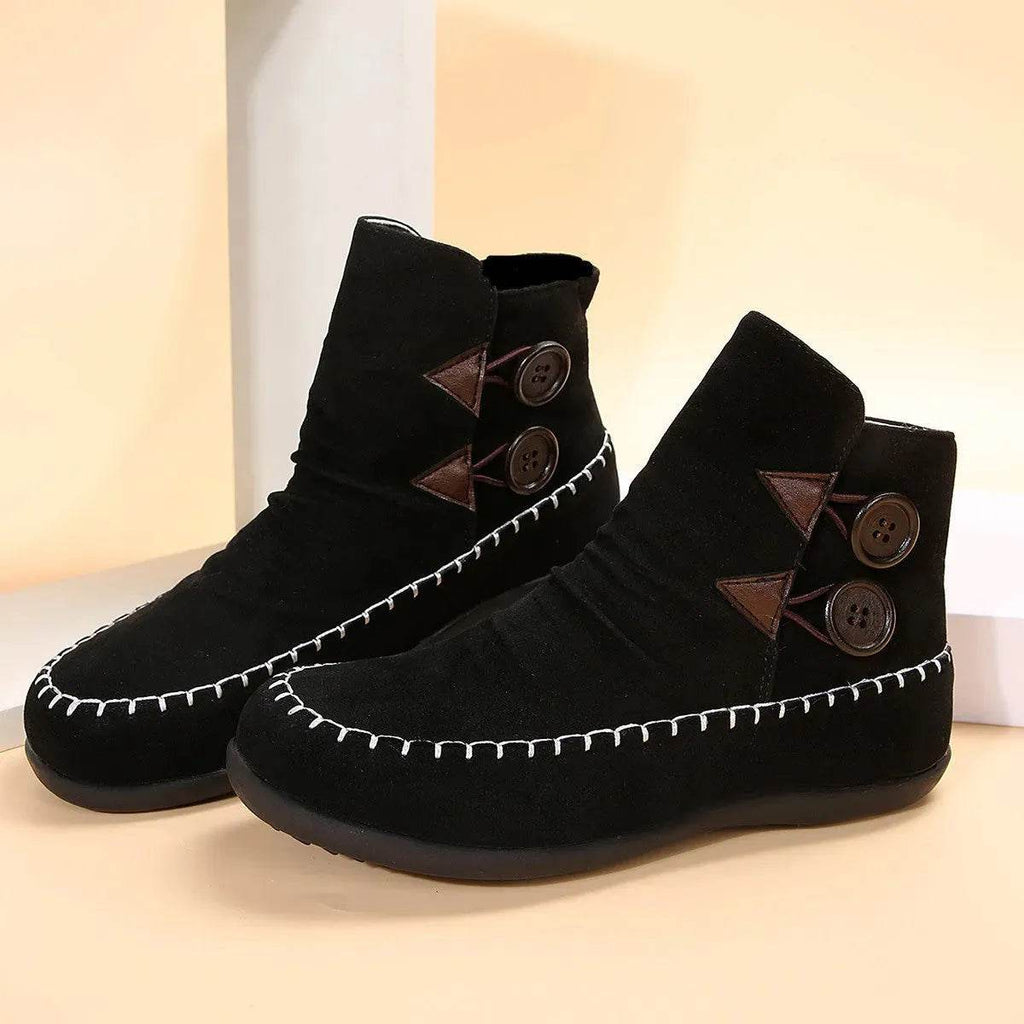 Button Design Ankle Boots For Women Autumn And Winter - www.Shopthatapp.com
