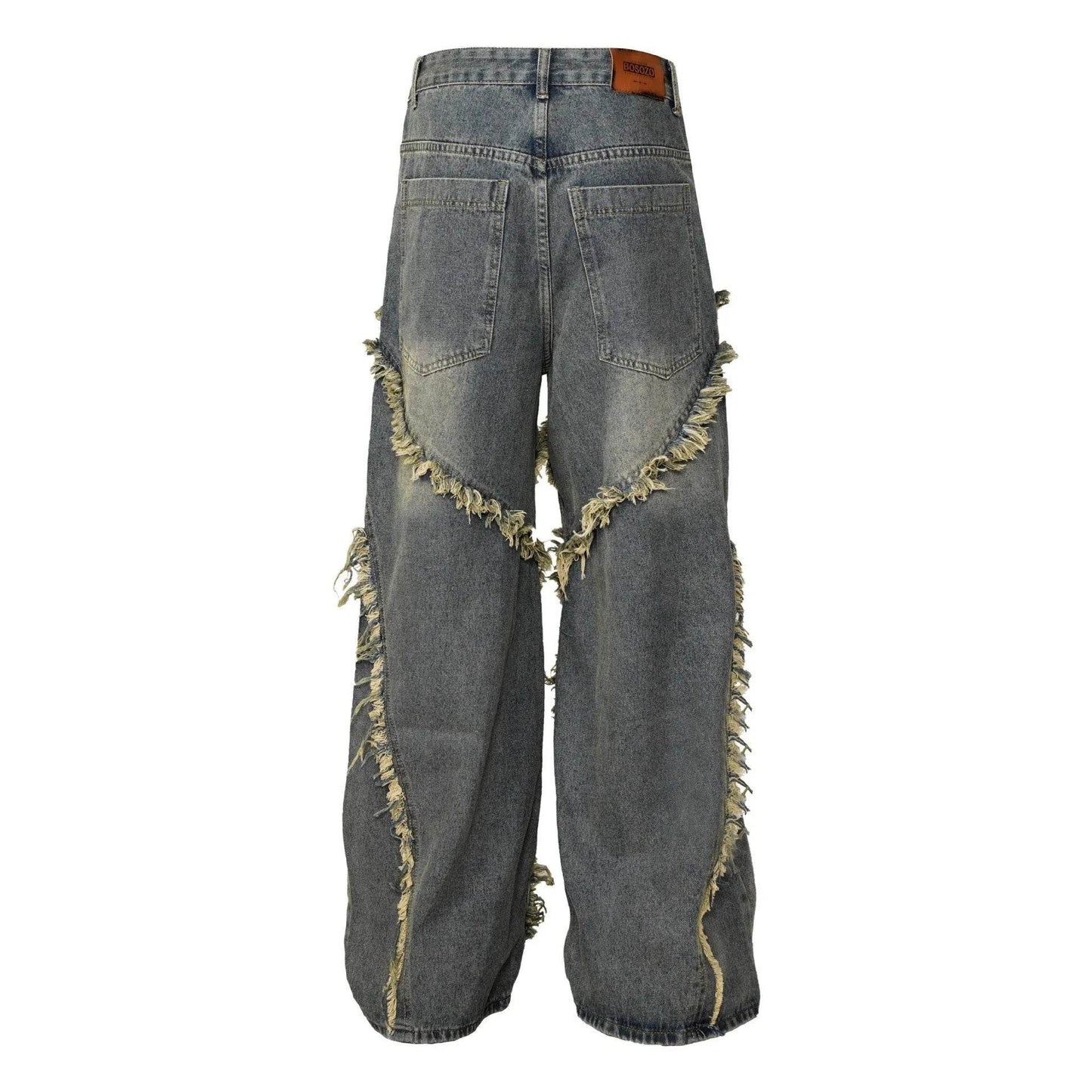Wash Distressed Stitching Baggy Jeans Pant With Whiskers Same Style For Men And Women - www.Shopthatapp.com