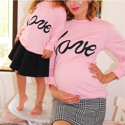 Women Maternity Sweatshirt Love Printed Parent-child Sweatshirt - www.Shopthatapp.com