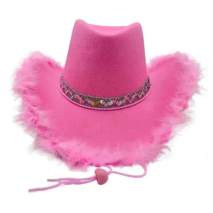 Trendy cowgirl hat Sequined Ribbon Upturned Eaves Raw Edge Denim Top Hat Pink Cowgirl Hat womens pink cowboy hat - www.Shopthatapp.com