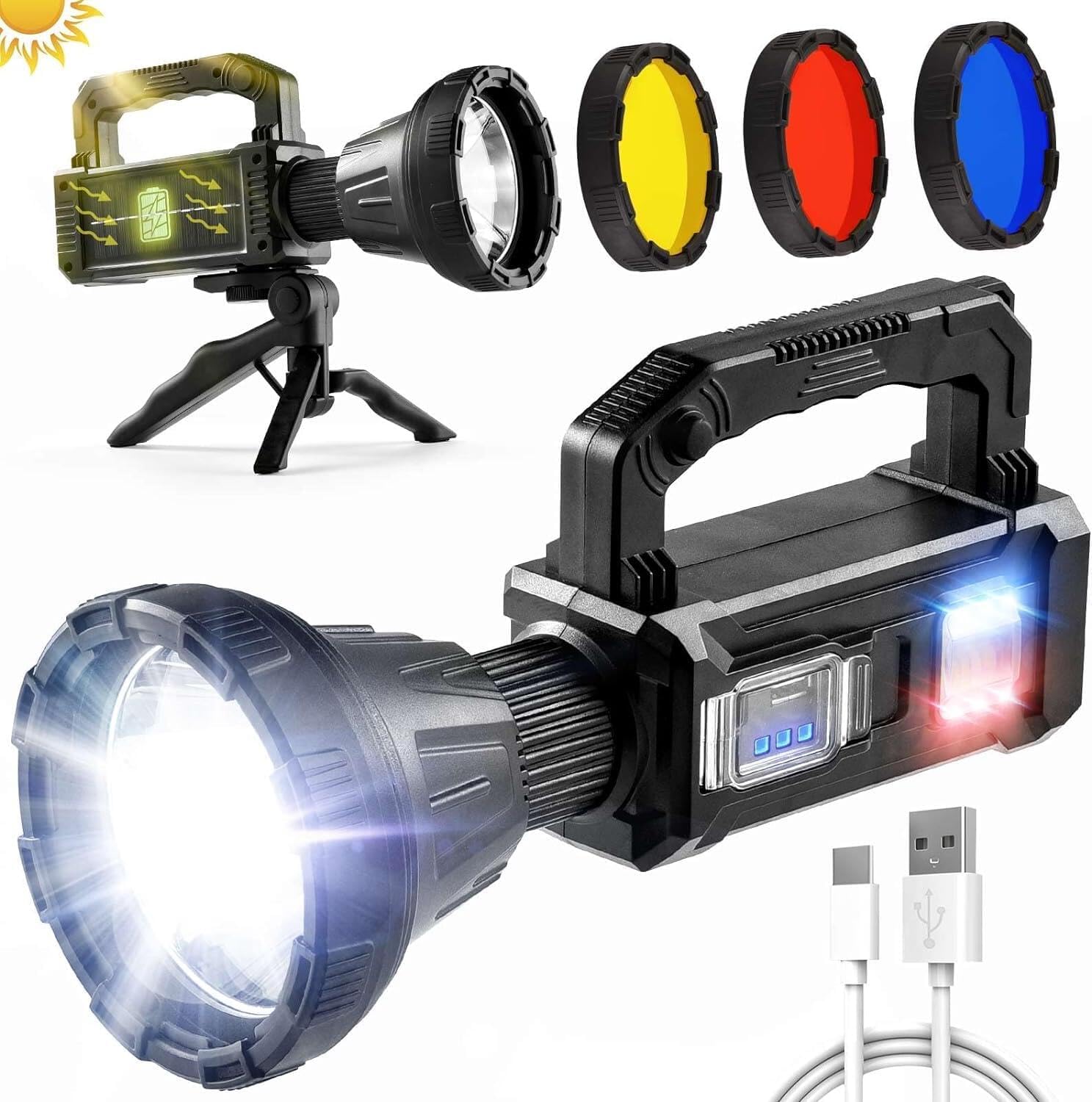 water). Utry Torches Led Super Bright Rechargeable, Long Range Searchlight, 100000 Lumens Led Super Bright Flashlight for Outdoor Emergencies, Camping, Fishing, Hunting and Other Versatile Lighting - www.Shopthatapp.com