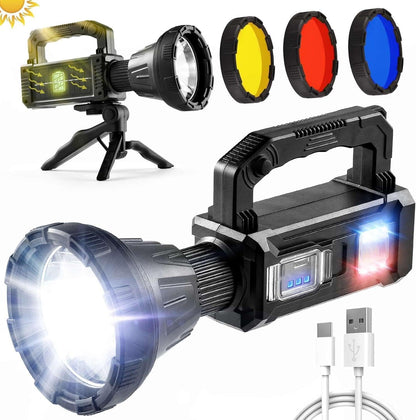 water). Utry Torches Led Super Bright Rechargeable, Long Range Searchlight, 100000 Lumens Led Super Bright Flashlight for Outdoor Emergencies, Camping, Fishing, Hunting and Other Versatile Lighting - www.Shopthatapp.com