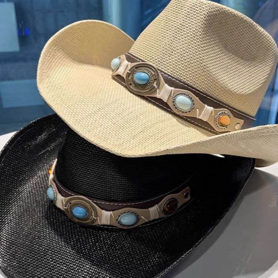 Summer Outdoor Ethnic Style Felt and Straw Cowboy Hat - www.Shopthatapp.com