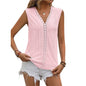 Summer Sleeveless Lace Blouse Tops Women V-neck top - www.Shopthatapp.com