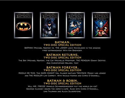 Batman: The Motion Picture Anthology 1989-1997 (Batman / Batman Returns / Batman Forever / Batman & Robin) (8 DVDs) - www.Shopthatapp.com