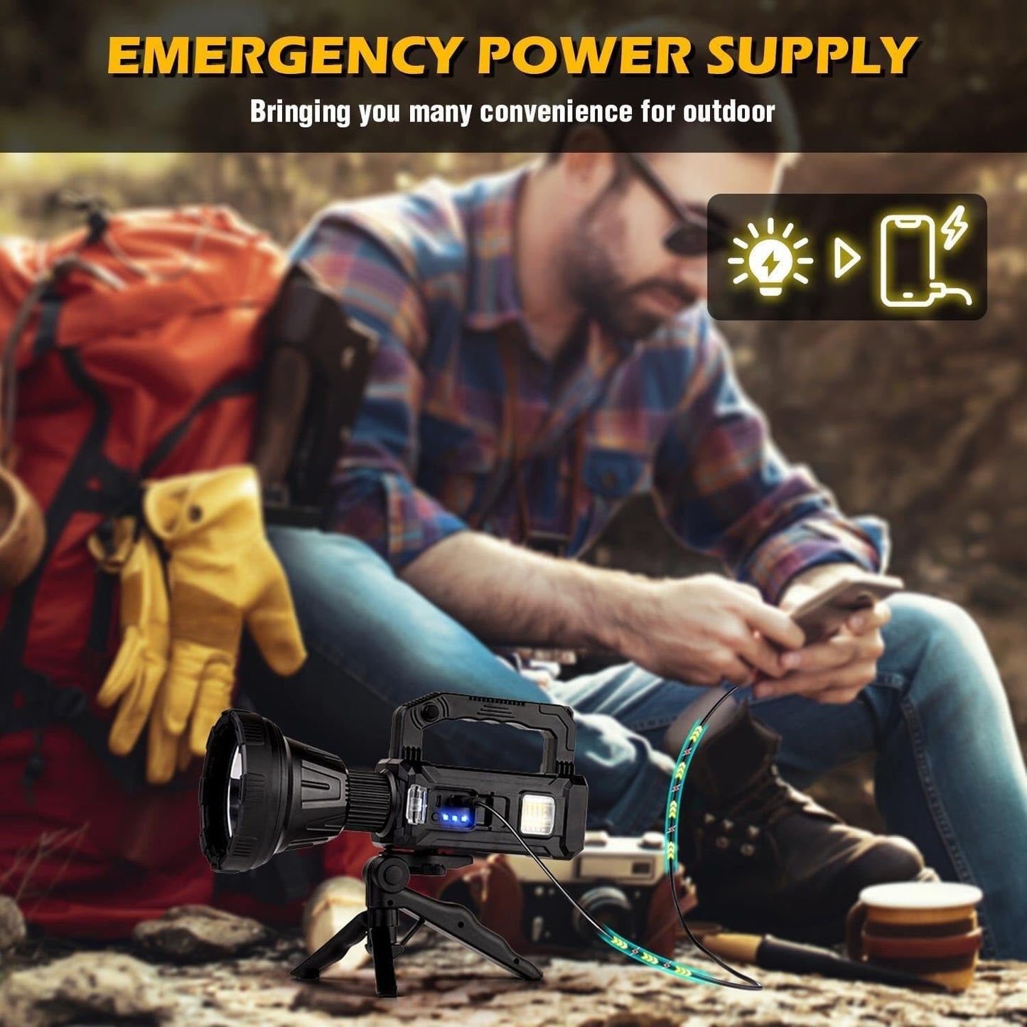water). Utry Torches Led Super Bright Rechargeable, Long Range Searchlight, 100000 Lumens Led Super Bright Flashlight for Outdoor Emergencies, Camping, Fishing, Hunting and Other Versatile Lighting - www.Shopthatapp.com