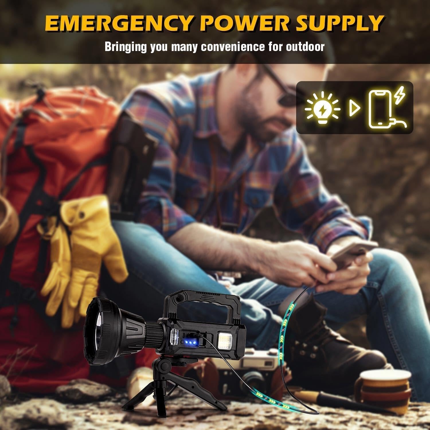 water). Utry Torches Led Super Bright Rechargeable, Long Range Searchlight, 100000 Lumens Led Super Bright Flashlight for Outdoor Emergencies, Camping, Fishing, Hunting and Other Versatile Lighting - www.Shopthatapp.com