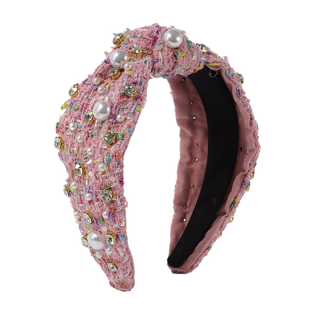 Vintage Fabric Rhinestone Pearl Headband - www.Shopthatapp.com