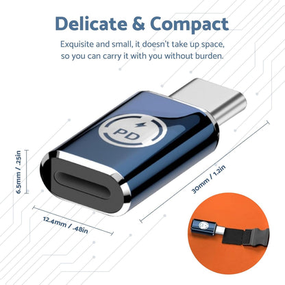 Adaptateur iOS vers USB C 35 W PD Charge ultra rapide pour iPhone avec port d'alimentation USB C