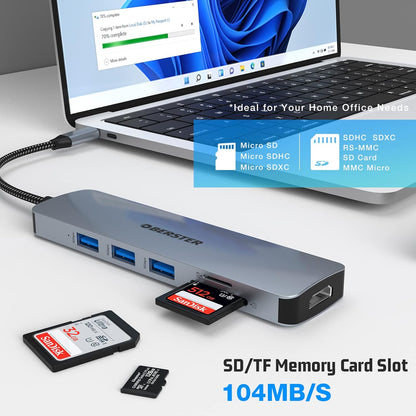 Hub USB C OBERSTER 6 en 1 Adaptateur USB C pour Mac Windows Double écran HDMI