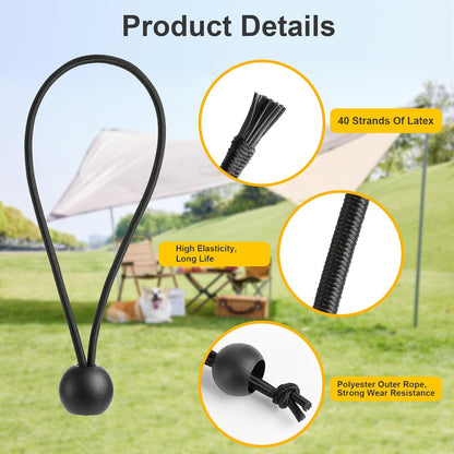Tarpaulin Clips with 4mm Tarpaulin Ties for Camping Cargo Car Boat 10 Pack