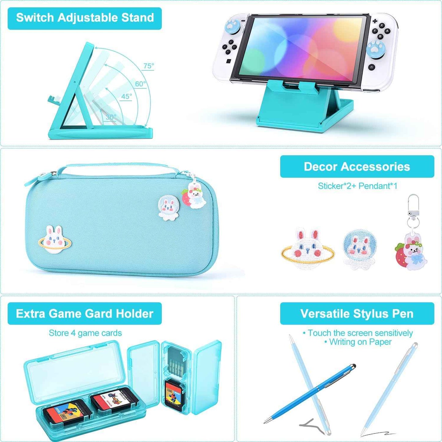 Étui de transport Nintendo Switch OLED 19 en 1 avec de nombreux extras !