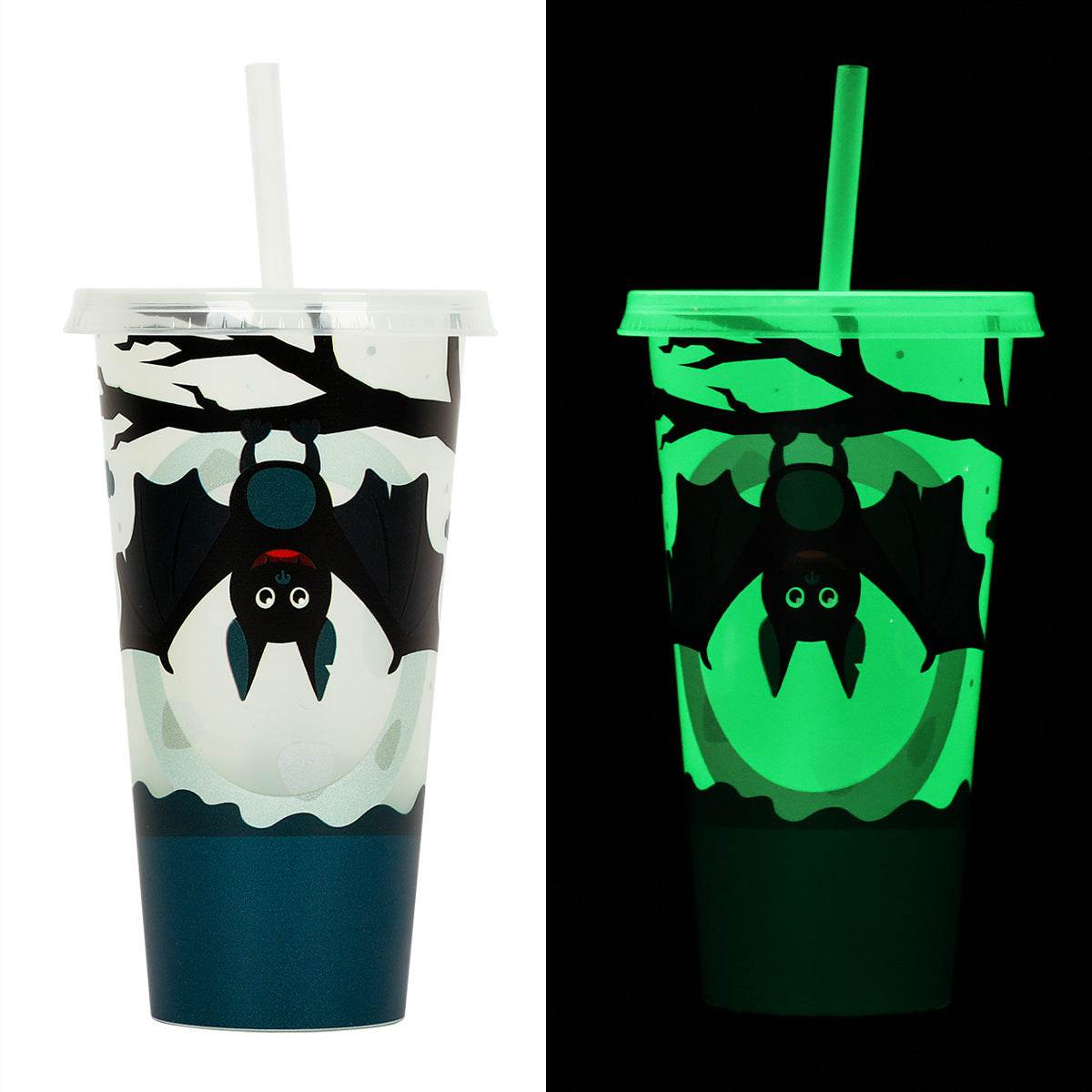 720ml Plastic Sippy Cup Halloween Luminous Straw Cup - www.Shopthatapp.com #