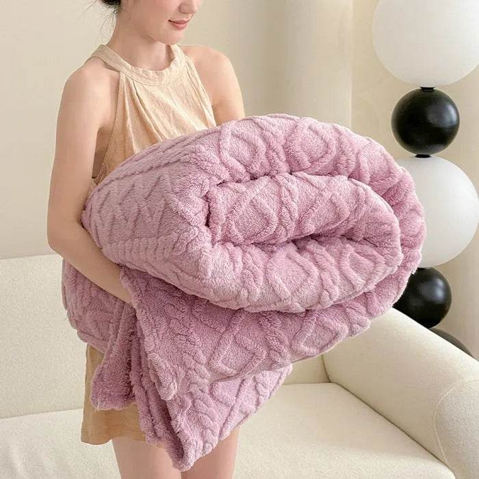 Single-layer Double-sided Tower Velvet Sofa Cover Soft Winter Blanket - www.Shopthatapp.com