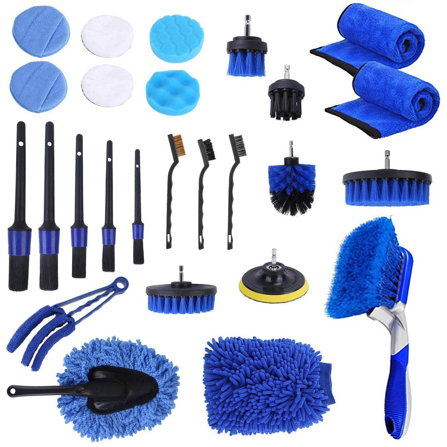 26Pcs Car Detailing Brush Kit Exterior Interior Car Cleaning Set Drill Brush Set Car Buffing Sponge Pads Kit For Cleaning Automobile Interior Exterior Wheels Dashboard - www.Shopthatapp.com