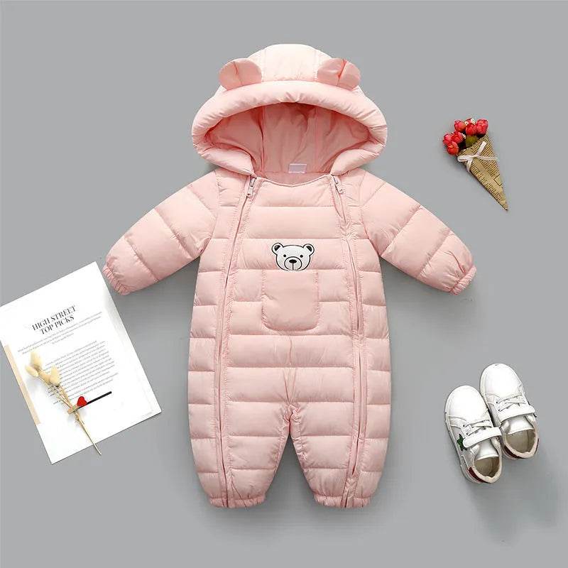 Infant Baby Puffer Hoodie Overall Romper Jumpsuit - www.Shopthatapp.com