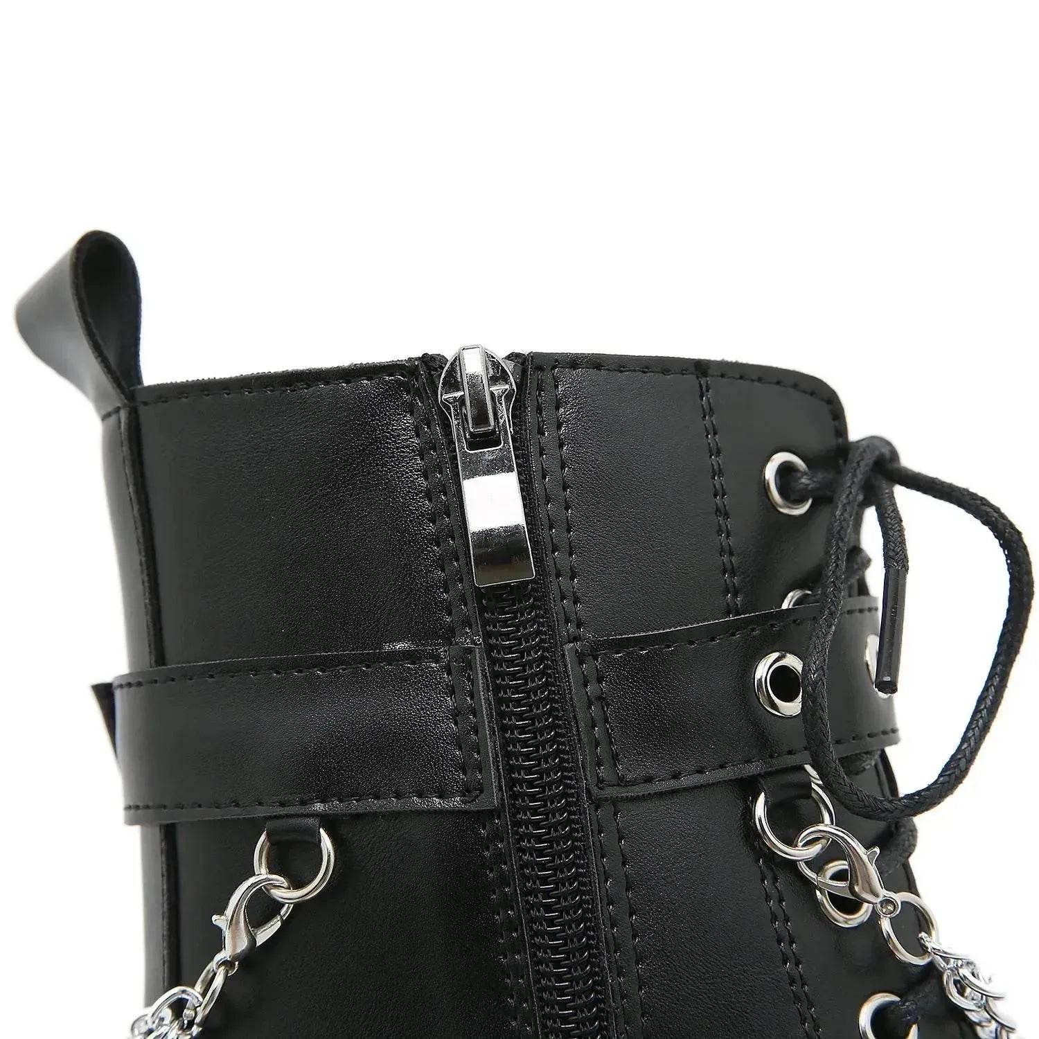 Black Block heeled  Buckled Ankle boot Gothic for women - www.Shopthatapp.com
