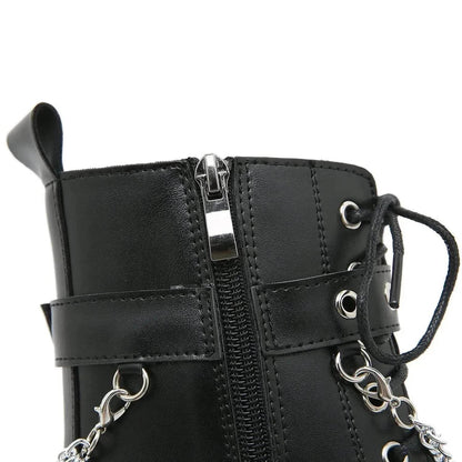 Black Block heeled  Buckled Ankle boot Gothic for women - www.Shopthatapp.com