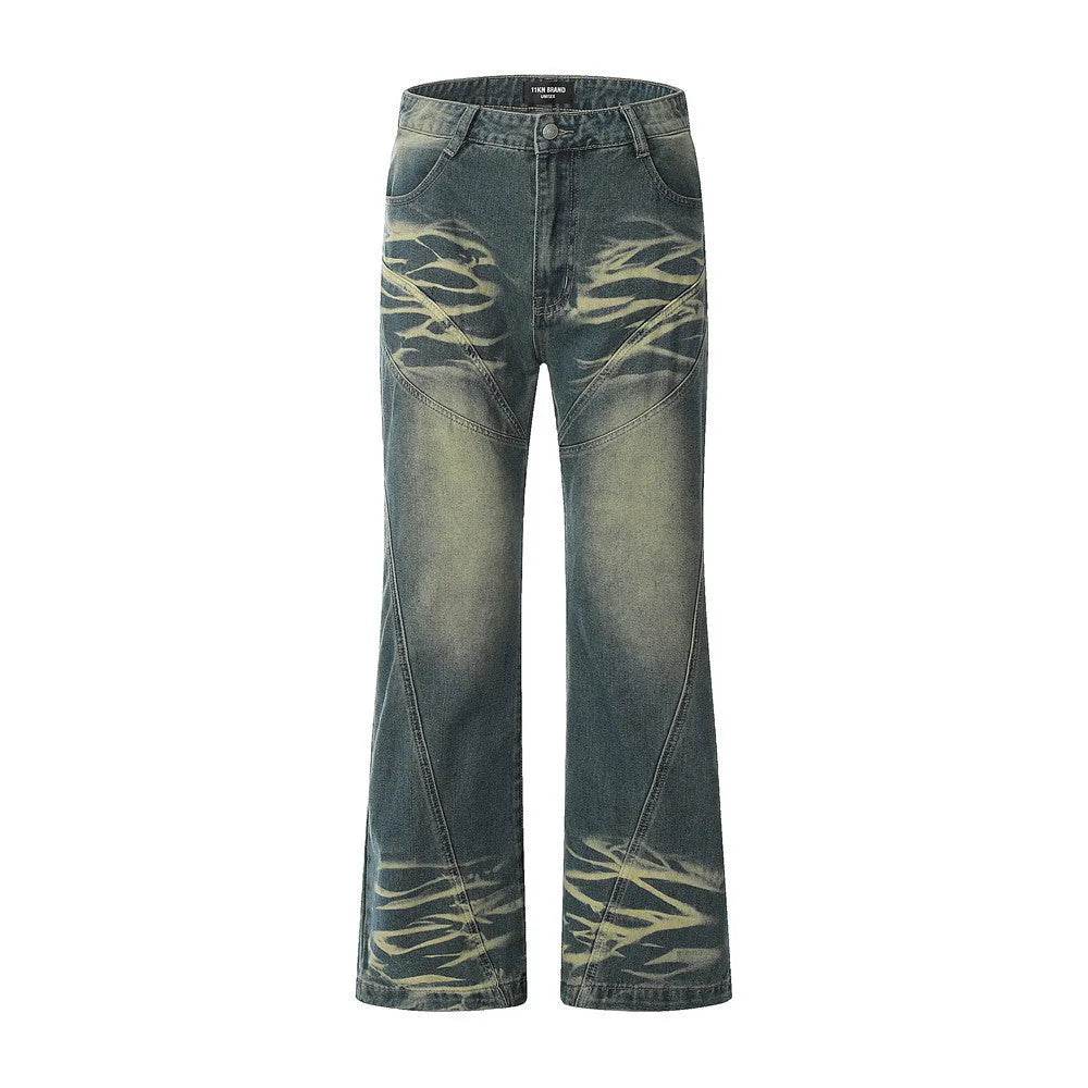 Washing Indentation Denim Bootcut Jeans Pants Men - www.Shopthatapp.com