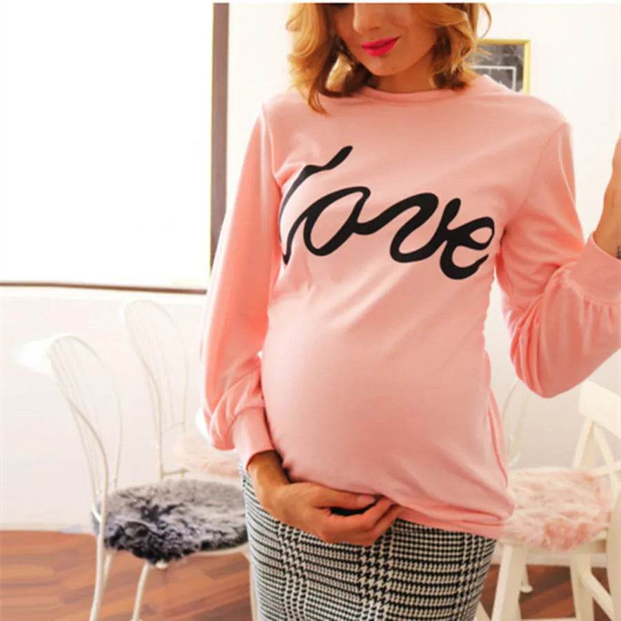 Women Maternity Sweatshirt Love Printed Parent-child Sweatshirt - www.Shopthatapp.com