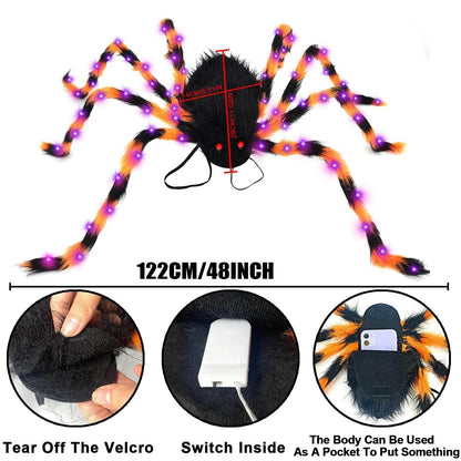Halloween Spider Backpack Nine LED Modes Plush Sugar Bag - www.Shopthatapp.com
