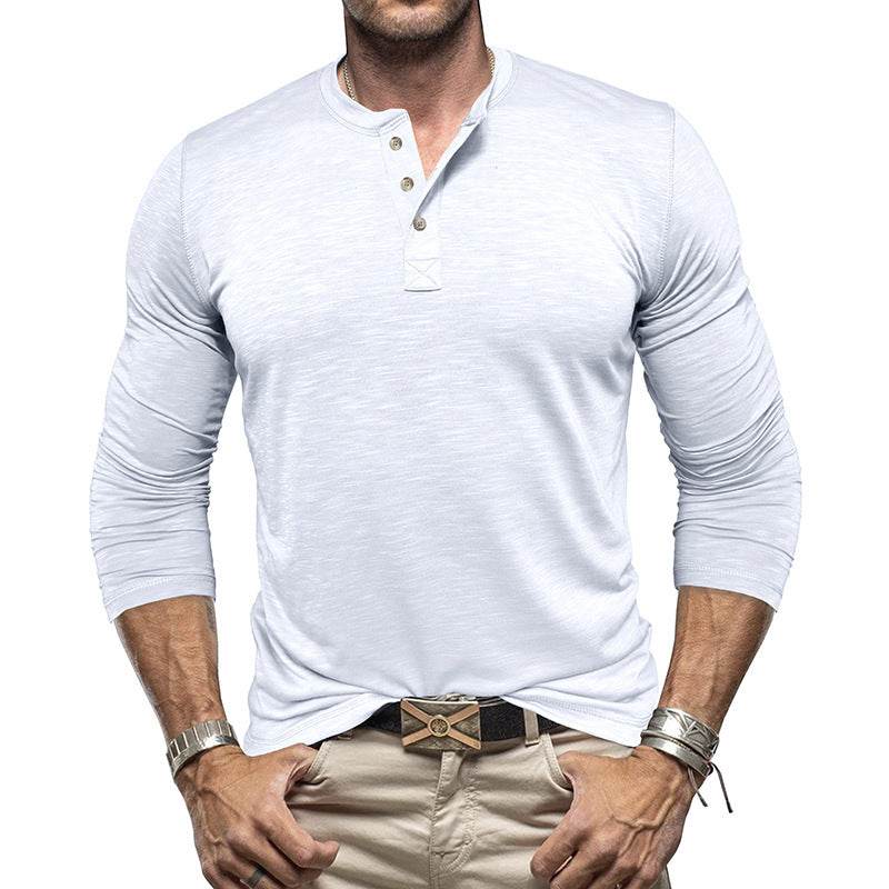 Men's Long-sleeved Henry Collar T-shirt - www.Shopthatapp.com