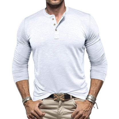 Men's Long-sleeved Henry Collar T-shirt - www.Shopthatapp.com