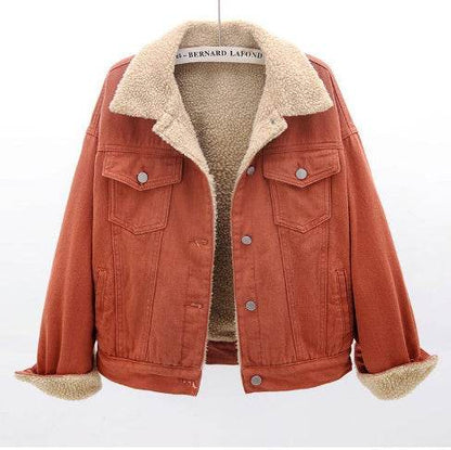 Lamb Wool Thickened Plus Velvet Denim Jacket Women - www.Shopthatapp.com