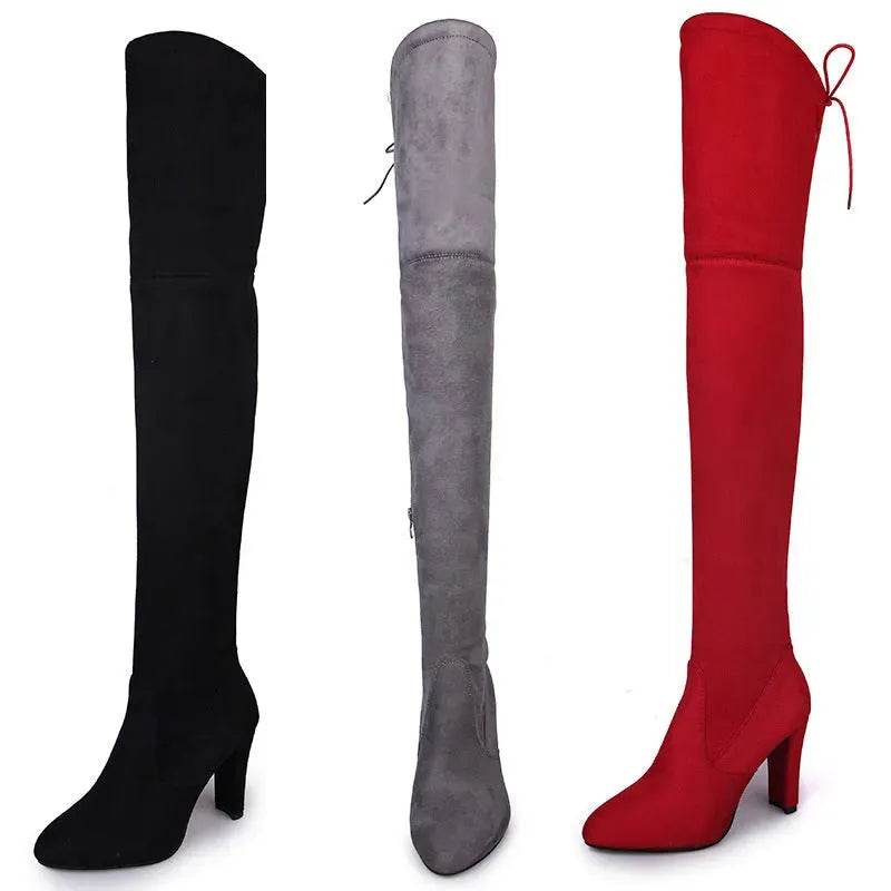 Black Knee High Boots For Women Shoes High Heel Long Boots - www.Shopthatapp.com