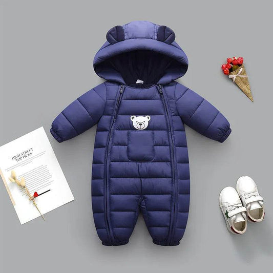 Infant Baby Puffer Hoodie Overall Romper Jumpsuit - www.Shopthatapp.com