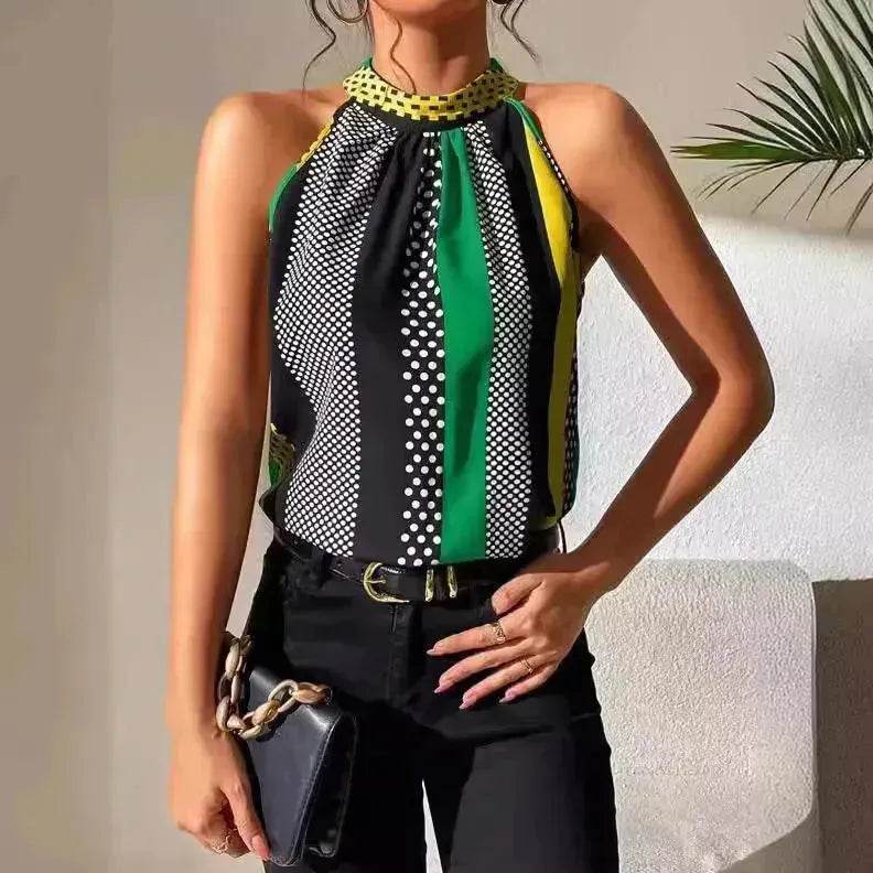 Women's Polka Dot Top Halter Neck – Classy & Elegant Style - www.Shopthatapp.com