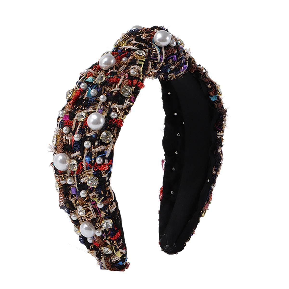 Vintage Fabric Rhinestone Pearl Headband - www.Shopthatapp.com