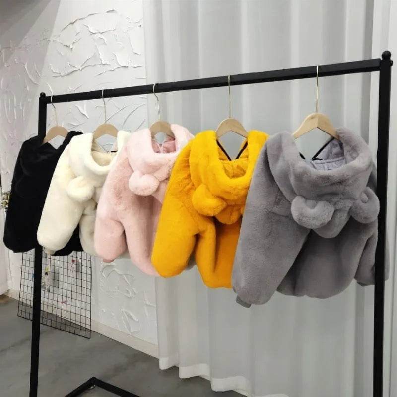 Autumn Winter Thickening Children's Cartoon Fur Hoodie Jacket - www.Shopthatapp.com