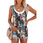 Casual Spring And Summer Tops Printed Sleeveless Pleating Vest T-shirt For Women - www.Shopthatapp.com