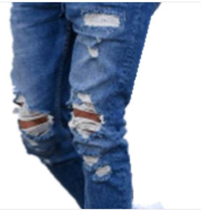 Men Fashion Ripped Hole Denim jeans pant trouser - www.Shopthatapp.com