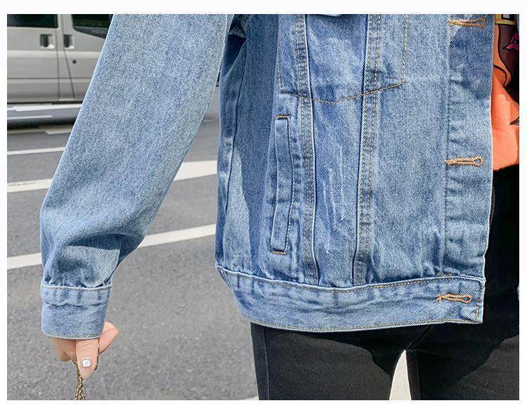 All-match Korean Style Loose Embroidered Denim Jacket Women - www.Shopthatapp.com