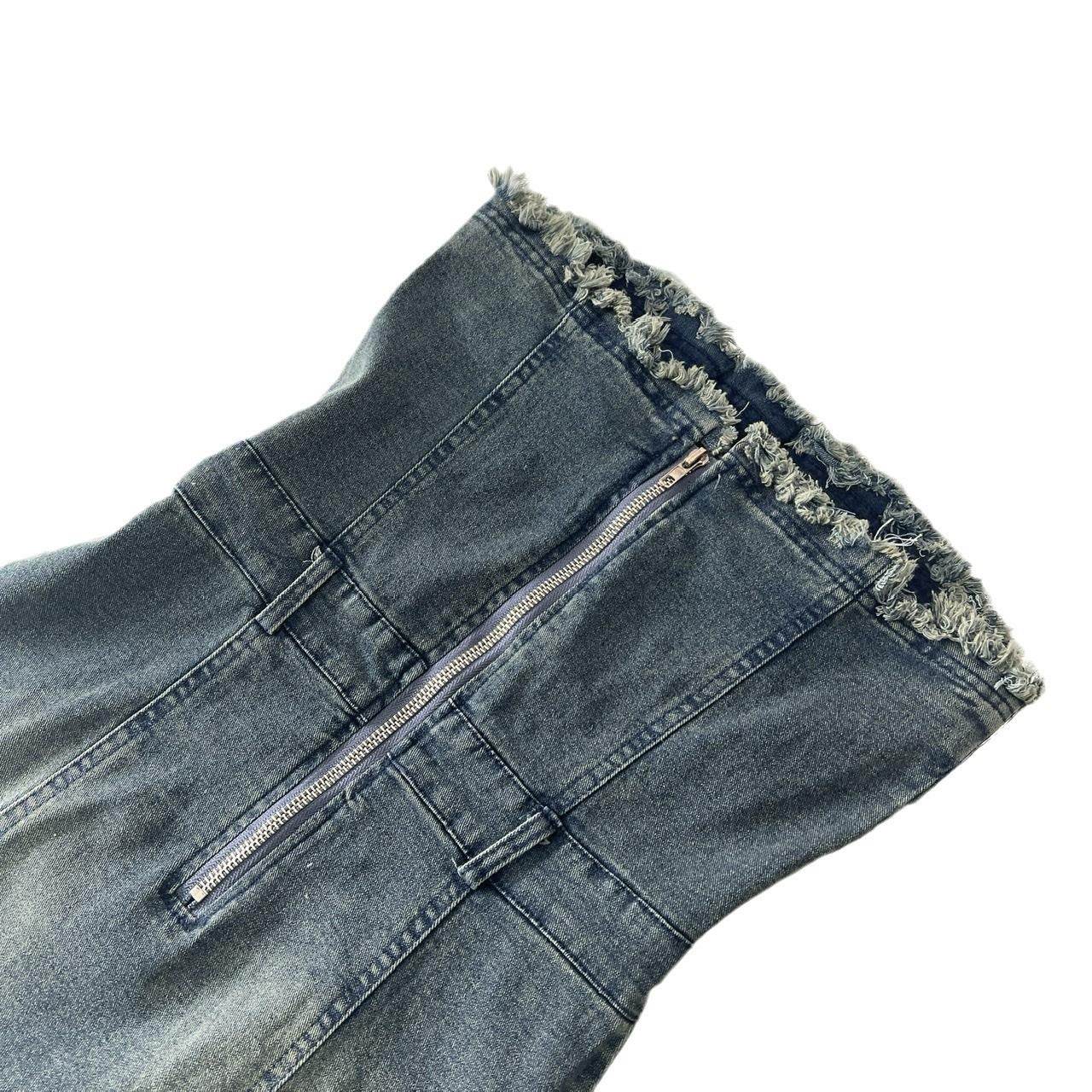 Design Waist-tight Tube Top Raw Edge Denim jeans mini club Dress - www.Shopthatapp.com