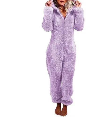 Women Polar Bear Winter hooded pajamas Jumpsuit Lounge wear Sleep wear - www.Shopthatapp.com