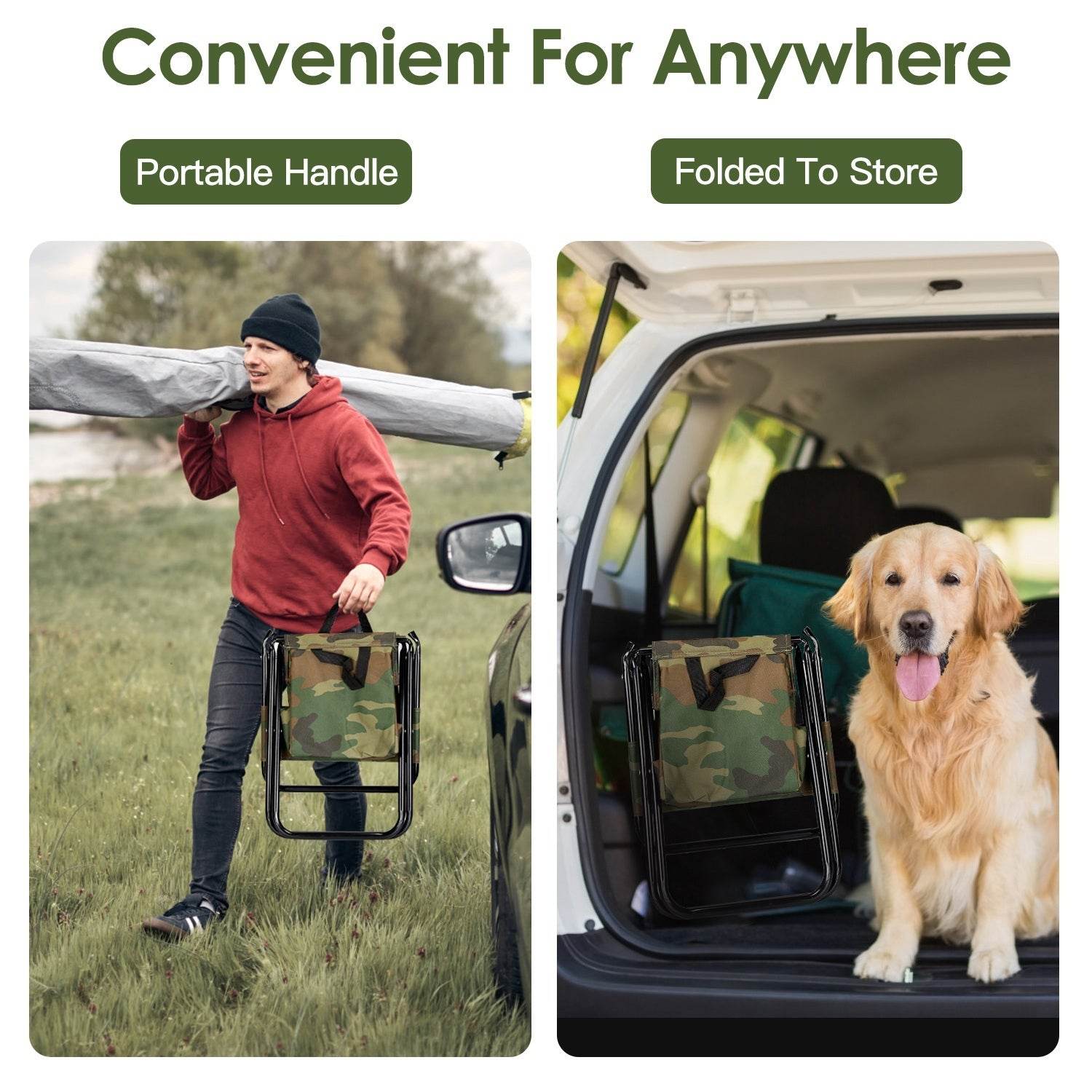 Foldable Fishing Chair With Backrest Built-In Cooler Bag Portable Handle Outdoor Lightweight Fishing Stool For Camping Hiking Hunting - www.Shopthatapp.com