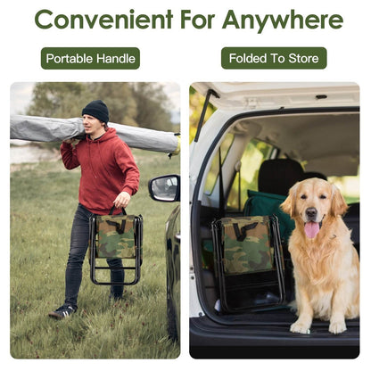 Foldable Fishing Chair With Backrest Built-In Cooler Bag Portable Handle Outdoor Lightweight Fishing Stool For Camping Hiking Hunting - www.Shopthatapp.com